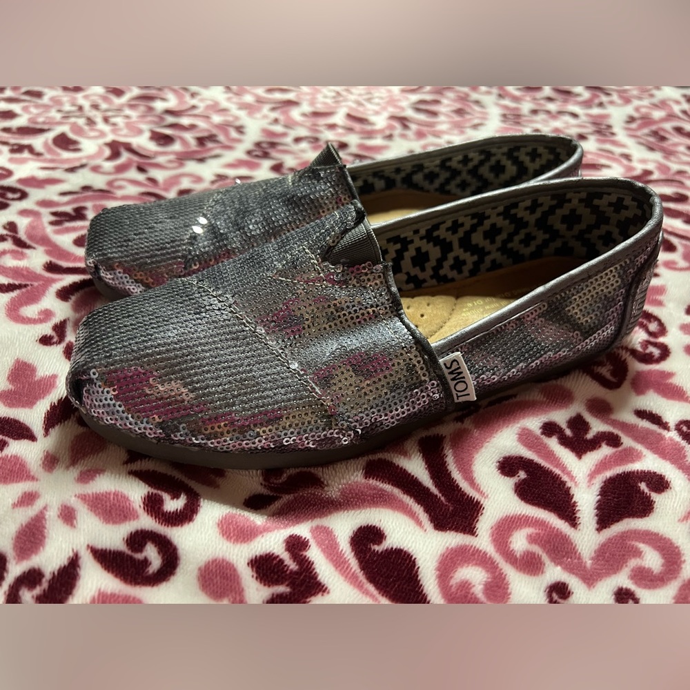 Silver Sequin Toms